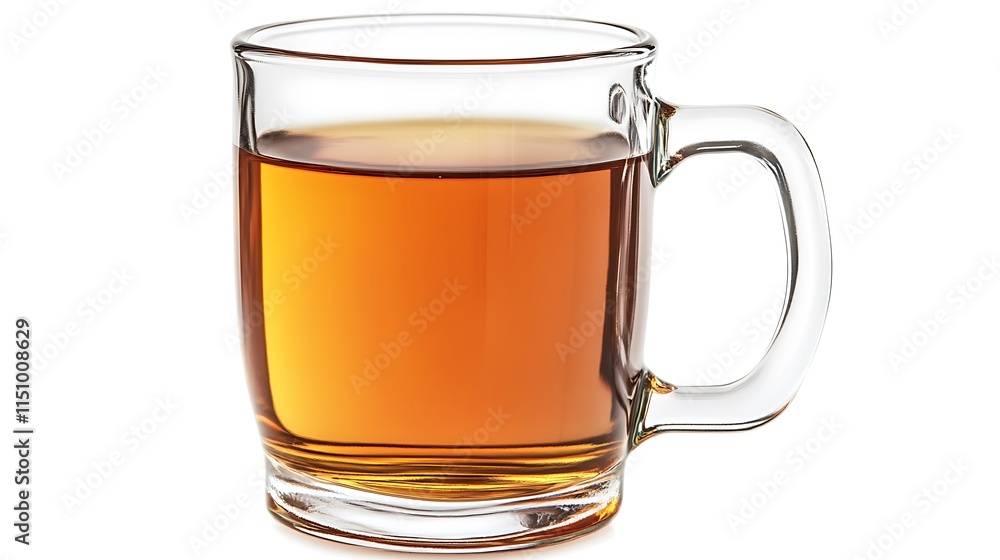 Amber tea in a clear glass mug. Amber tea in a clear glass mug.