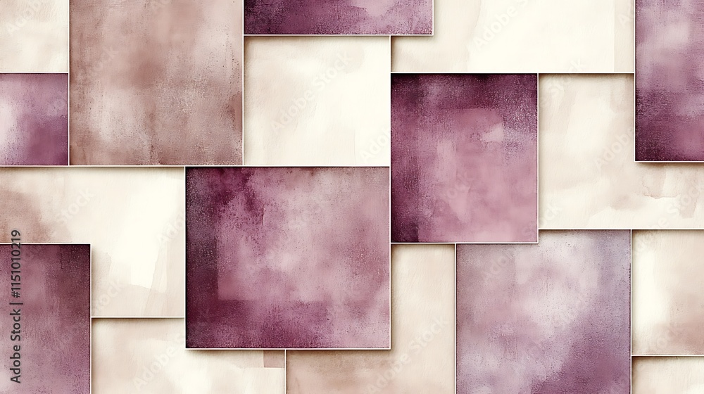 Fototapeta premium Abstract watercolor square pattern background.