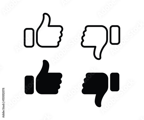 Do and Don't symbols. Yes and no button. Thumbs up and thumbs down icons. Like and dislike icon set.