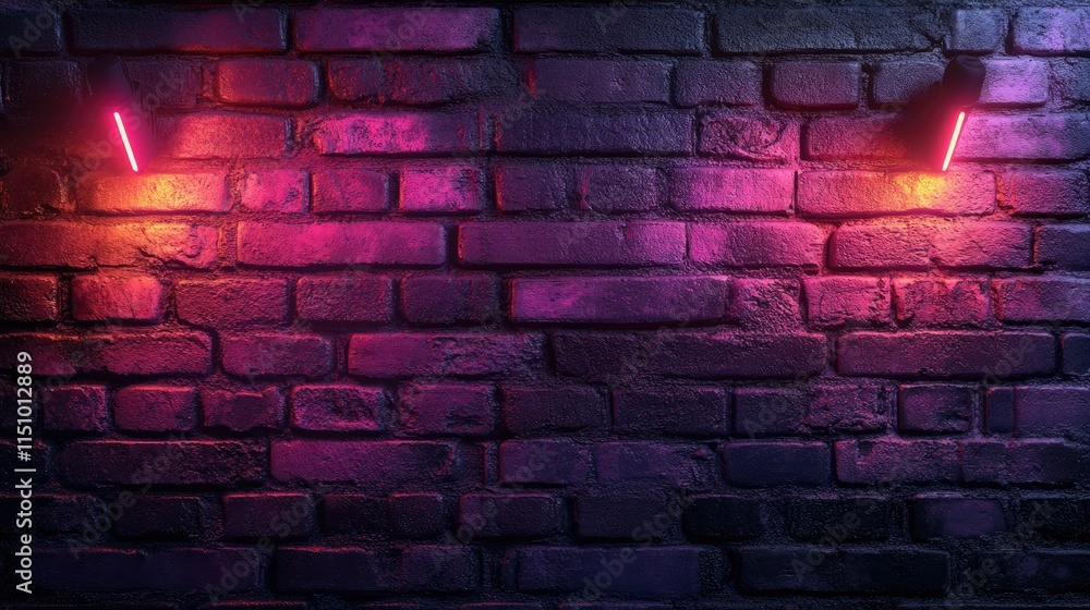 Neon Lights on Brick Wall: A Vibrant Night Scene Neon Lights on Brick Wall: A Vibrant Night Scene