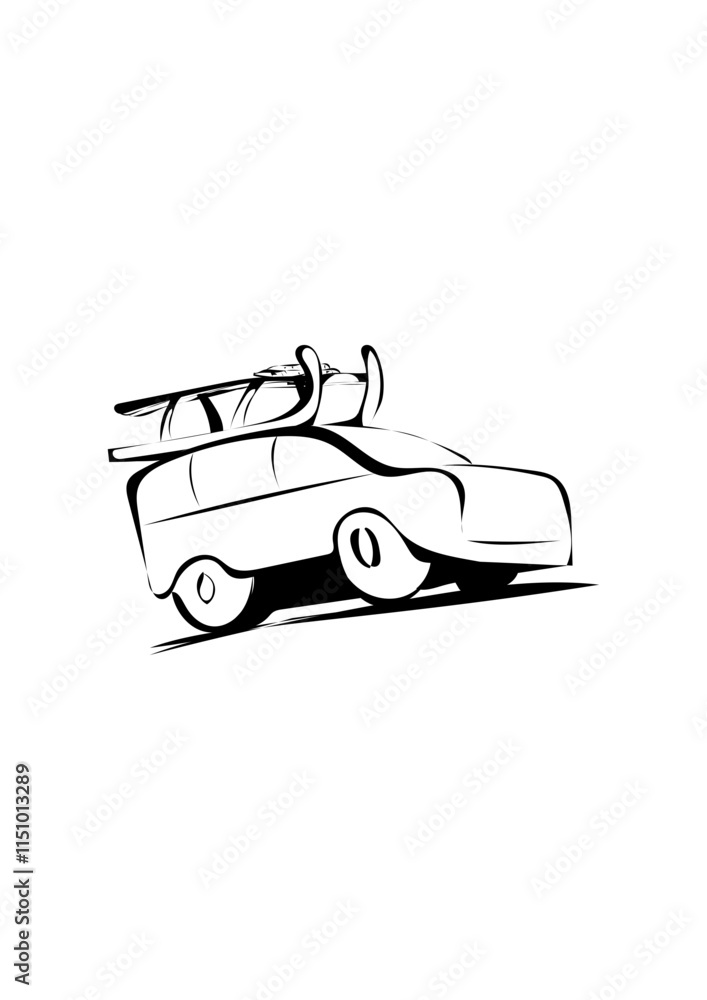 Obraz premium Auto mit Schlitten auf dem Dach