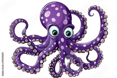 Colorful cartoon octopus with large eyes and tentacles photo