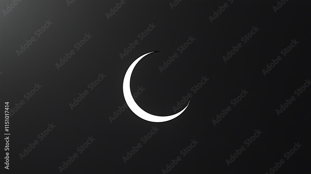 Crescent moon, dark background, simple design. Crescent moon, dark background, simple design.
