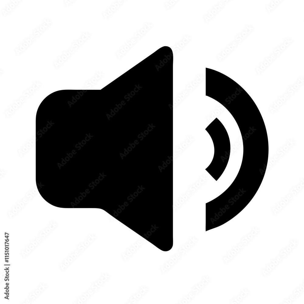 Minimalist speaker volume icon with sound waves, designed for audio and media applications. Clean vector illustration isolated on a white background. Minimalist speaker volume icon with sound waves, designed for audio and media applications. Clean vector illustration isolated on a white background.