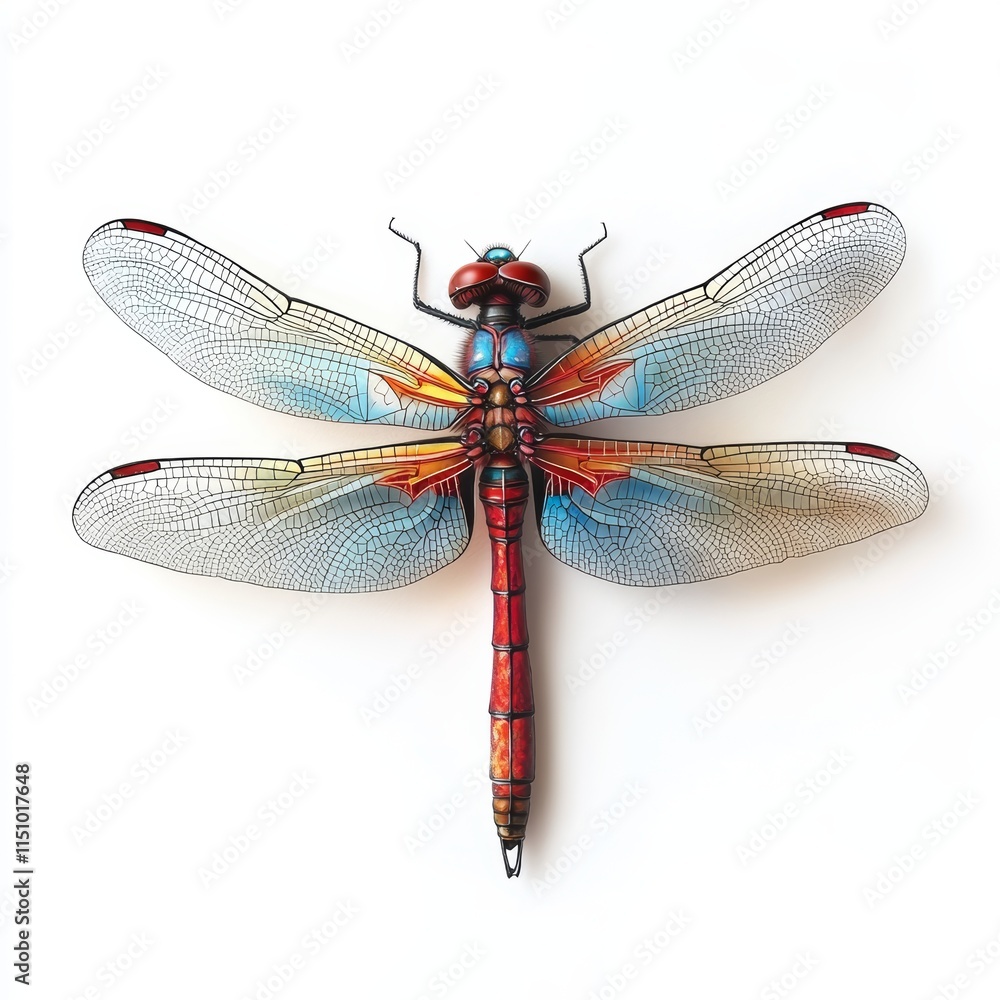 3D illustration of a dragonfly on an isolated white background 3D illustration of a dragonfly on an isolated white background