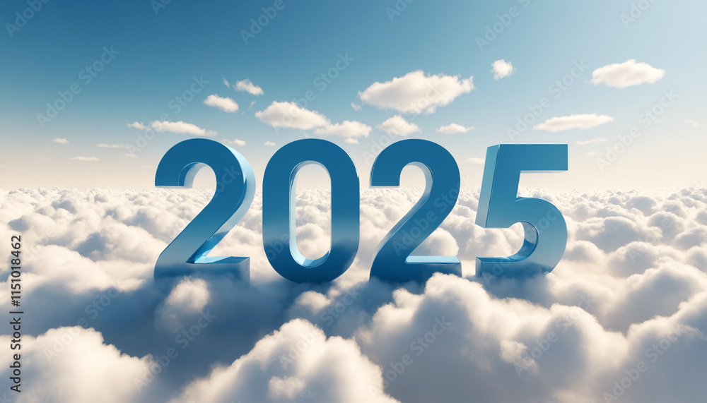 3D number 2025 clouds 3D number 2025 clouds