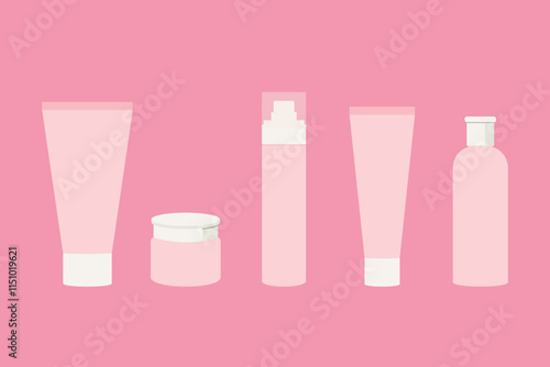 Pink skin care packaging set