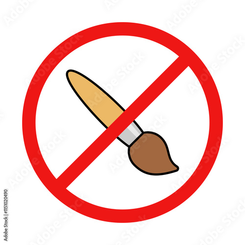 No Paintbrush Sign on White Background