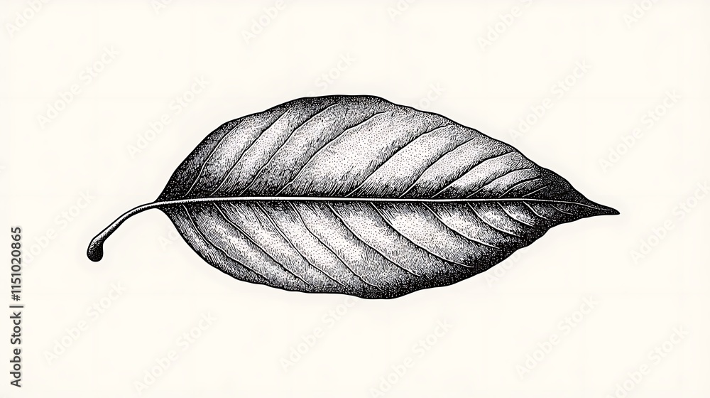 Detailed drawing of a single leaf. Detailed drawing of a single leaf.