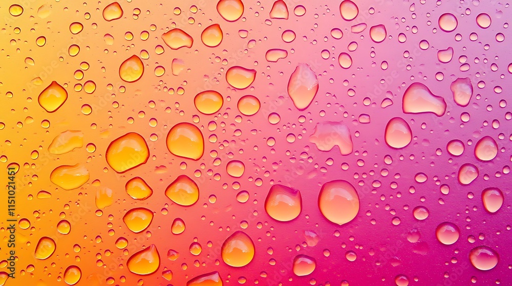 Water droplets on vibrant gradient surface. Water droplets on vibrant gradient surface.