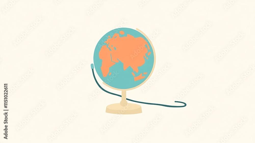 Fototapeta premium Globe illustration on cream.