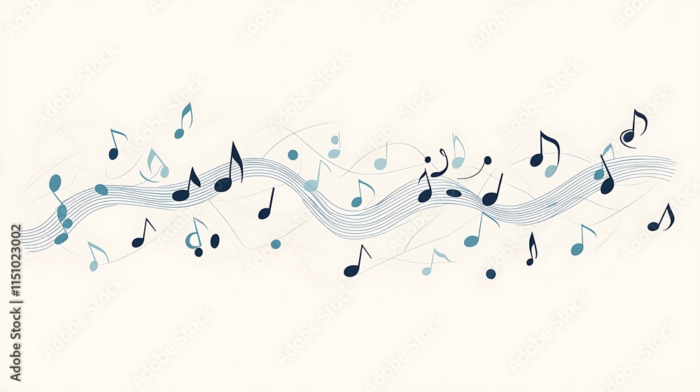 Fototapeta premium Flowing musical notes design.