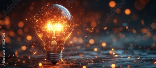 Illuminating Ideas: A Glowing Lightbulb with Sparks