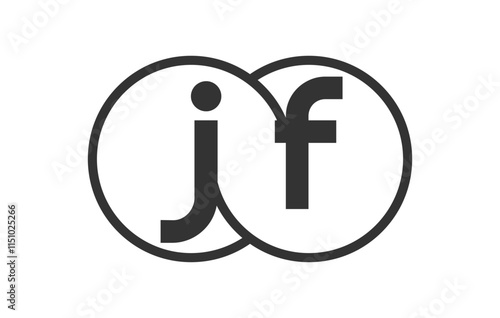 JF business company emblem with outline rounds and letters j f. Logo template of two merged circles for brand identity, logotype. Vector Infinity symbol photo