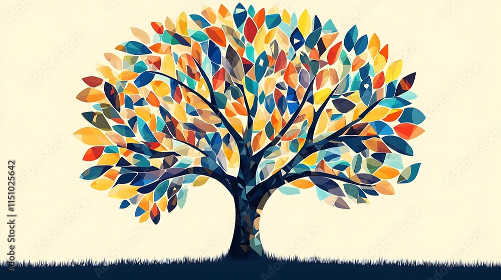 Naklejka premium Colorful tree illustration.