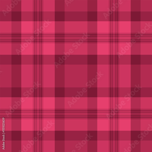 Scenery background plaid textile, velvet fabric vector seamless. Seasonal tartan texture pattern check in red and temptation colors.