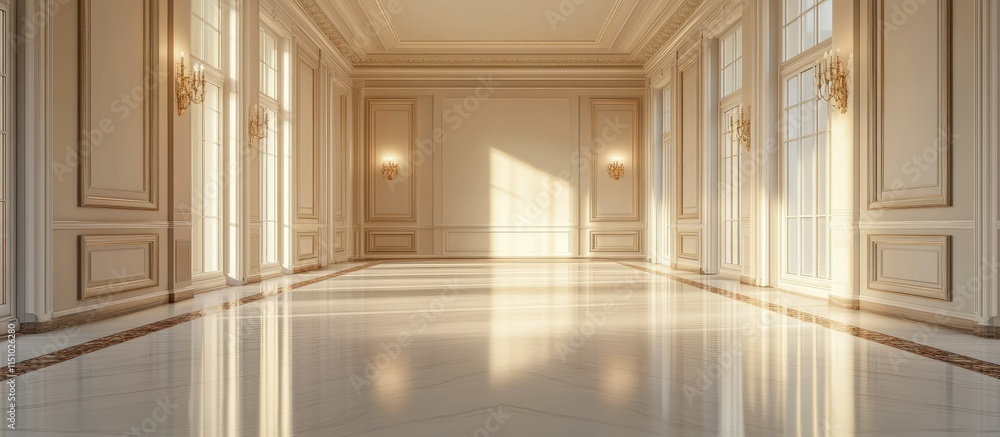 Sunlit Grandeur: A Luxurious Interior Hallway Sunlit Grandeur: A Luxurious Interior Hallway