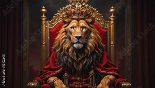 Majestic Lion King on a Royal Throne photo