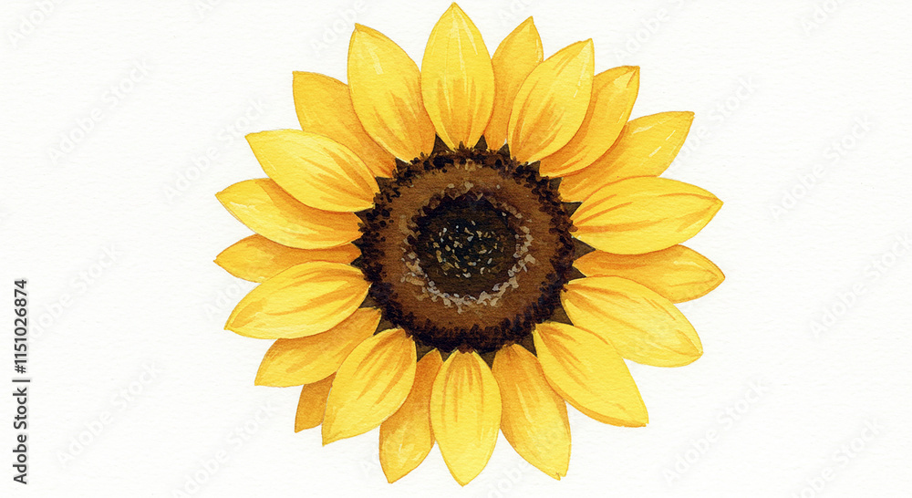 Fototapeta premium Vibrant Yellow Sunflower Bloom Botanical Illustration Floral Design Element