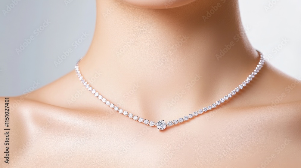 Timeless Elegance: Diamond Necklace Close-Up Timeless Elegance: Diamond Necklace Close-Up