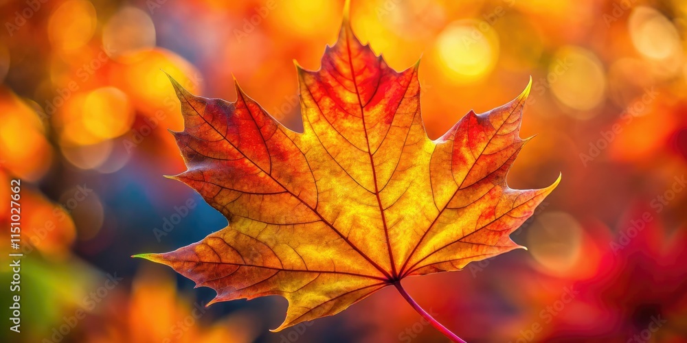 A vibrant, high-resolution macro captures autumn's fiery maple leaf in breathtaking detail. A vibrant, high-resolution macro captures autumn's fiery maple leaf in breathtaking detail.