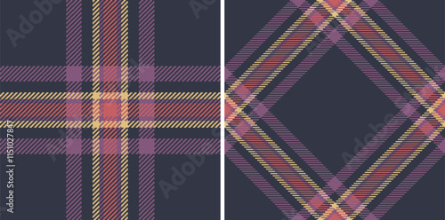 Tartan texture textile of fabric plaid pattern with a vector check seamless background. Set in vintage colors for cozy throws living room decor.