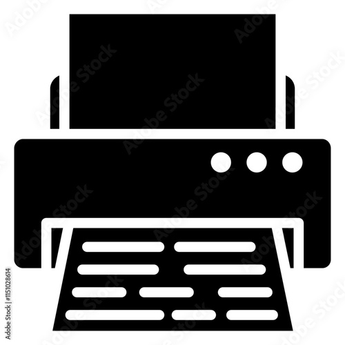 Office Printer Glyph Icon, Black And White Glyph Icon Symbol