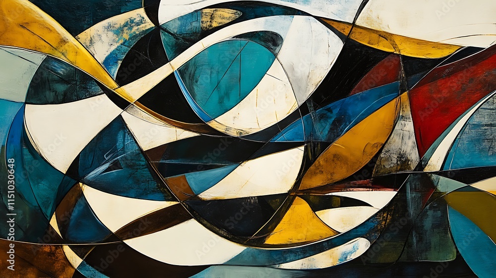 Abstract painting with dynamic lines and colors. Abstract painting with dynamic lines and colors.