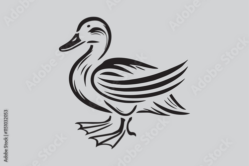 Hand-Drawn Swan Bird Silhouette Illustration photo