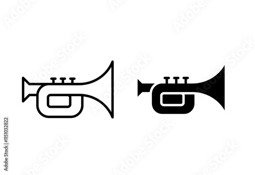 trumpet icon set isolated on white