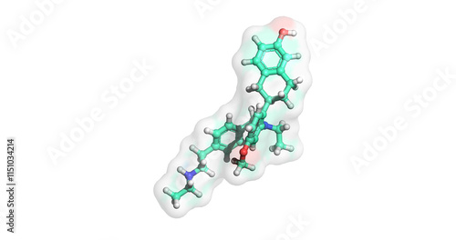 Elacestrant, anticancer drug for Advanced Breast Cancer, 3D molecule, 4K  photo