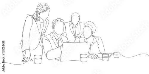 vector line art design of office people having a briefing together eps 2