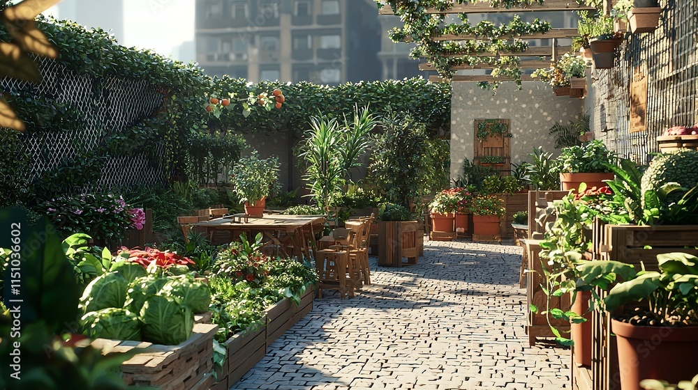 Obraz premium A Rooftop Vegetable Garden
