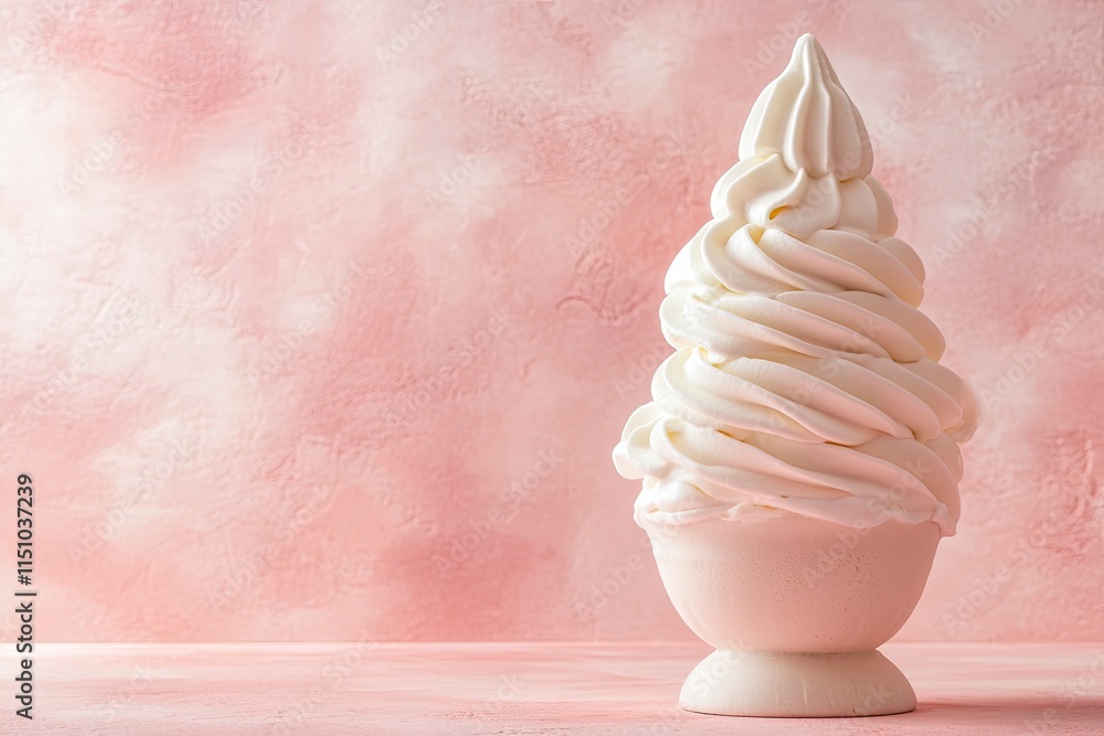 Soft serve ice cream isolated with colored background, copy space(text space), blank for text, vanilla flavours 