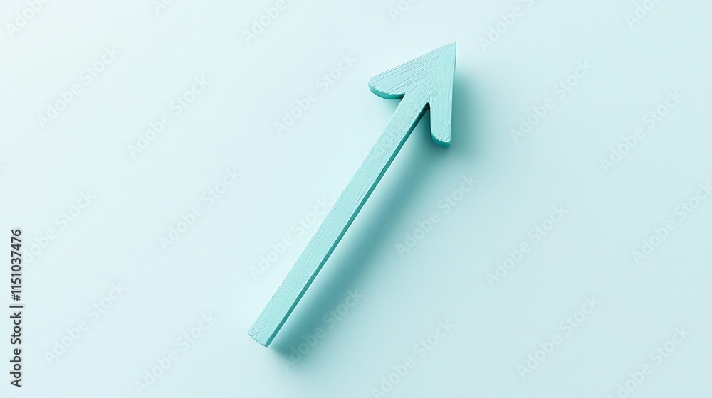3D light blue arrow pointing up on matching background. 3D light blue arrow pointing up on matching background.