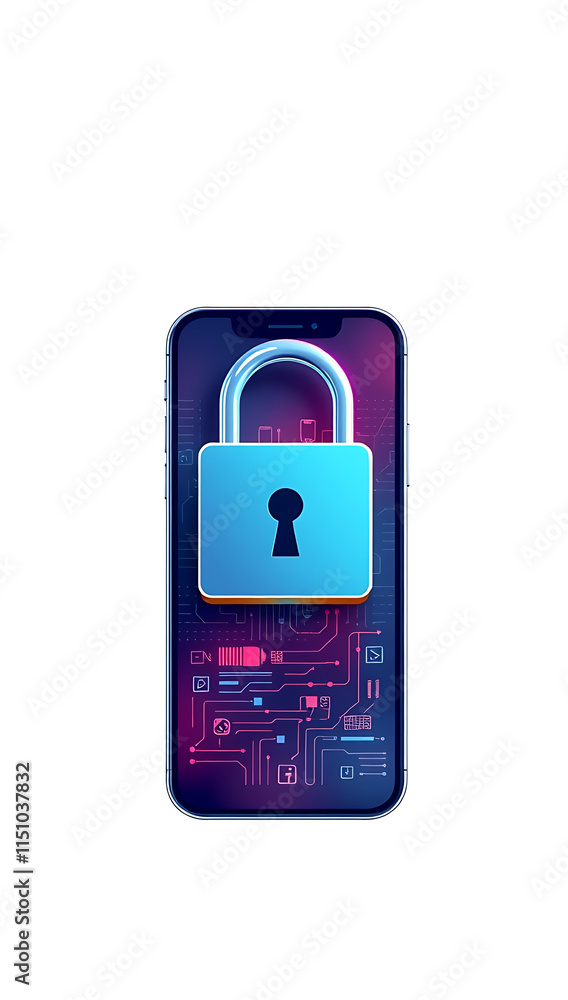 “Illustration Addressing Digital Privacy” – A concept showing a lock over a mobile phone, symbolizing the importance of digital privacy and data security, on a white background.
“Illustration Addressing Digital Privacy” – A concept showing a lock over a mobile phone, symbolizing the importance of digital privacy and data security, on a white background.