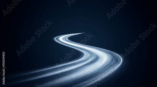 Winding light trail on dark. photo