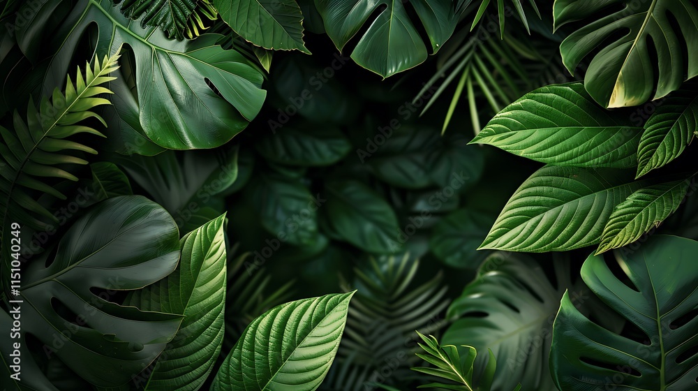 custom made wallpaper toronto digitalLush Green Tropical Leaves Background