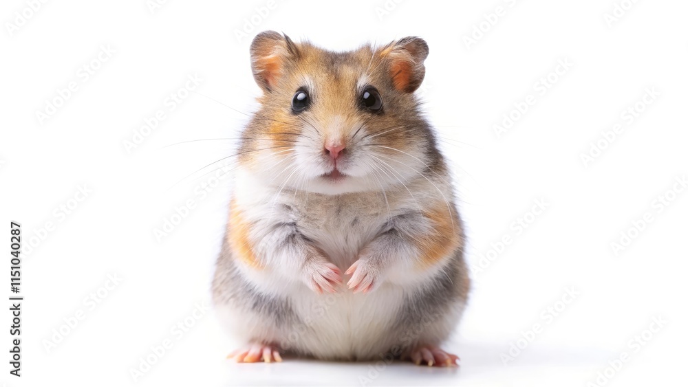 A fluffy, white dwarf hamster, a small, cute, and furry rodent, isolated on a white background A fluffy, white dwarf hamster, a small, cute, and furry rodent, isolated on a white background