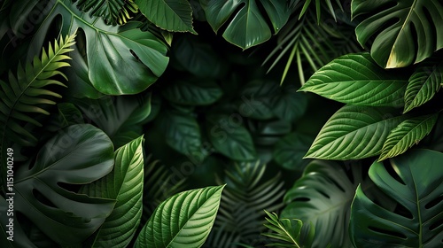 Wallpaper Mural Lush Green Tropical Leaves Background Torontodigital.ca