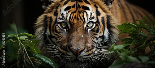 Close up of a Sumatran tiger (Panthera tigris altaica)