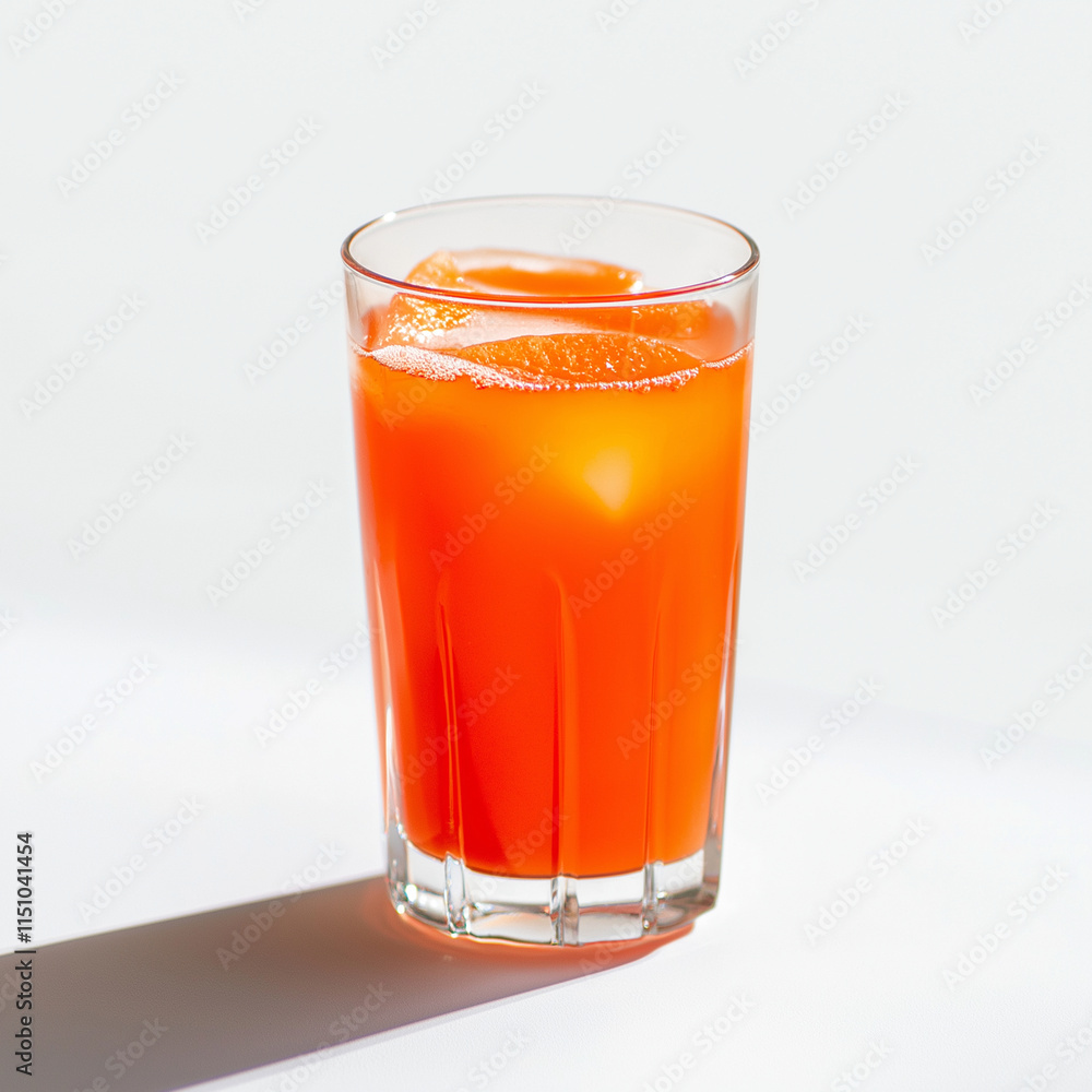 Tangerine juice in a glass isolated on a white background Tangerine juice in a glass isolated on a white background
