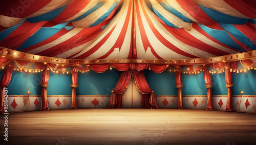 A Colorful Inside View of a Circus Tent Creating a Festive Atmosphere
