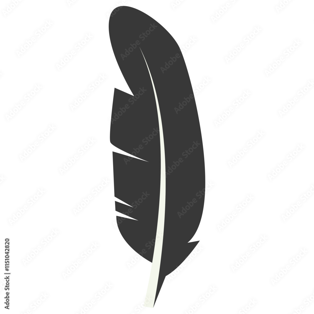 Black Silhouette of Curved Feather. Vector Illustration Design. Black Silhouette of Curved Feather. Vector Illustration Design.