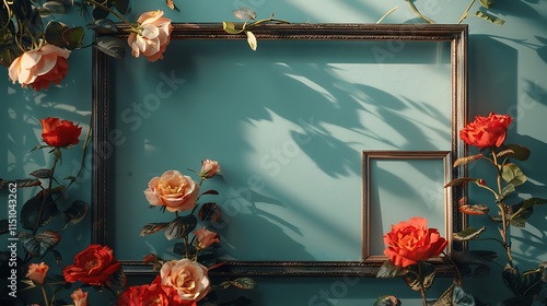 Elegant Floral Frame with Shadow Play photo