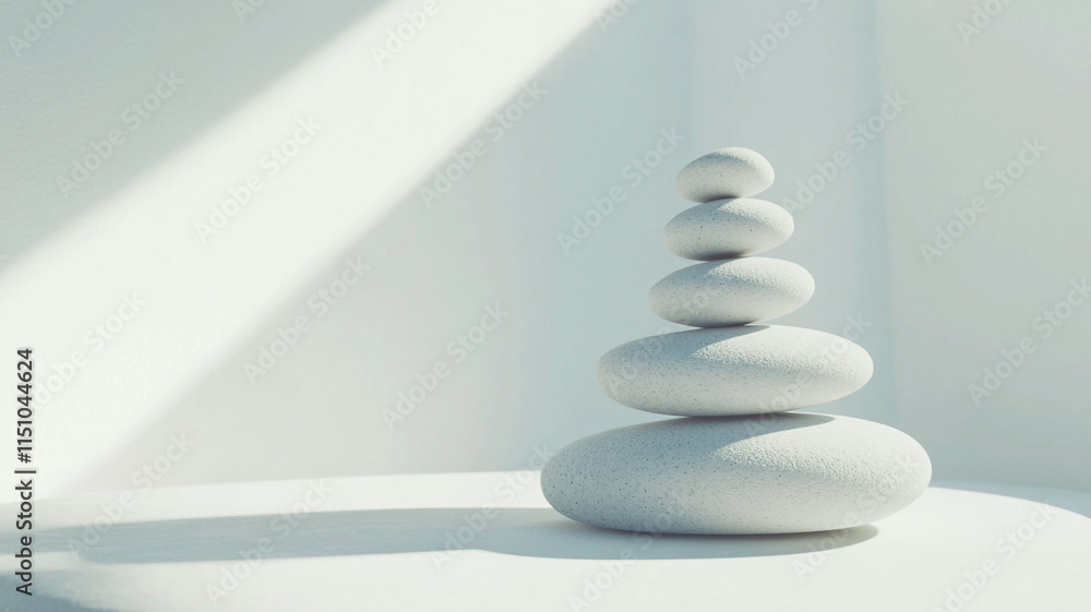 Obraz premium Serene Stacked Stones Zen Spa Balance Mindfulness Peace