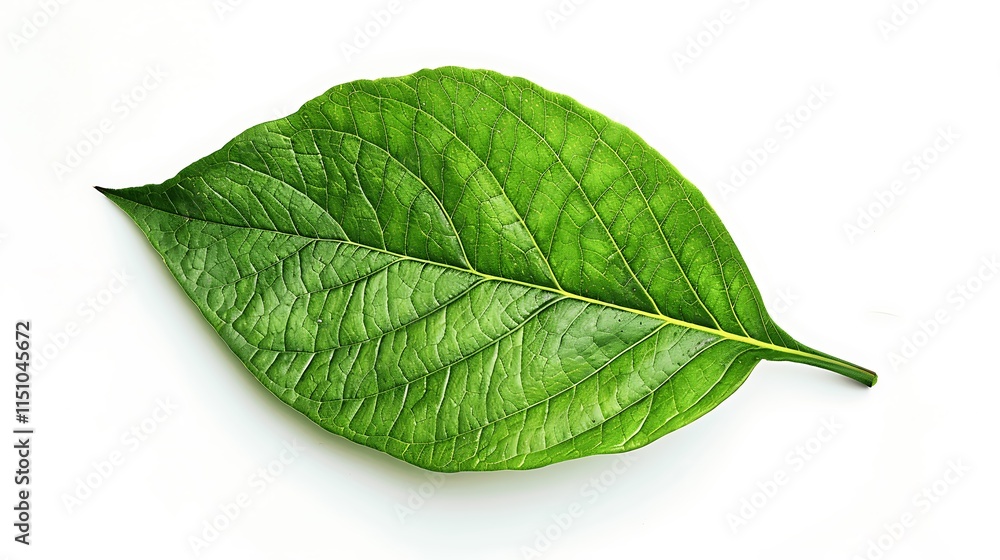 Obraz premium Fresh Green Leaf on White Background