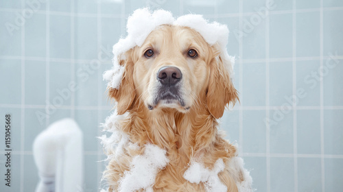 Golden Retriever Bath Time:...
