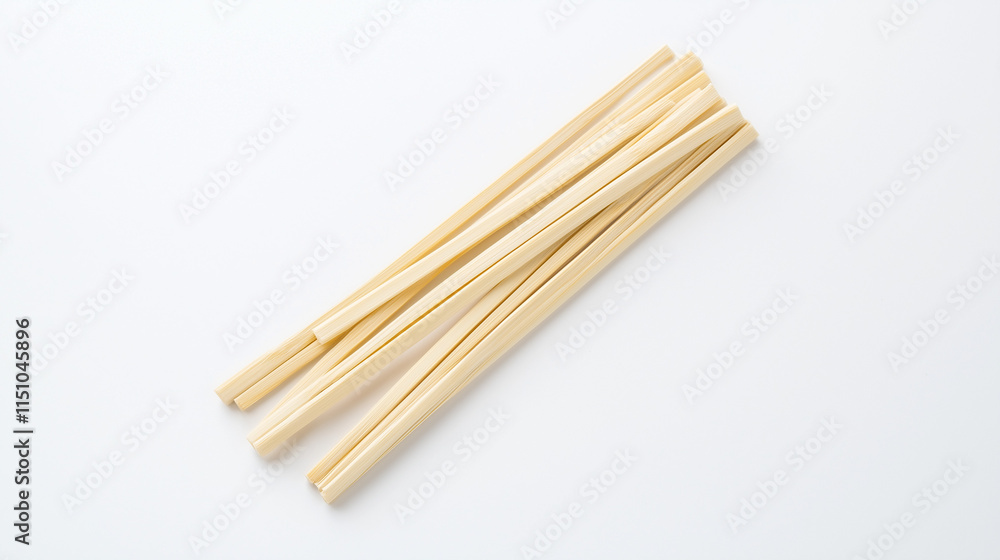 Uncooked Fettuccine: A simple, elegant close-up of uncooked fettuccine pasta. The long, thin strands of pasta are arranged in a neat row, inviting you to imagine the delicious possibilities. Uncooked Fettuccine: A simple, elegant close-up of uncooked fettuccine pasta. The long, thin strands of pasta are arranged in a neat row, inviting you to imagine the delicious possibilities.