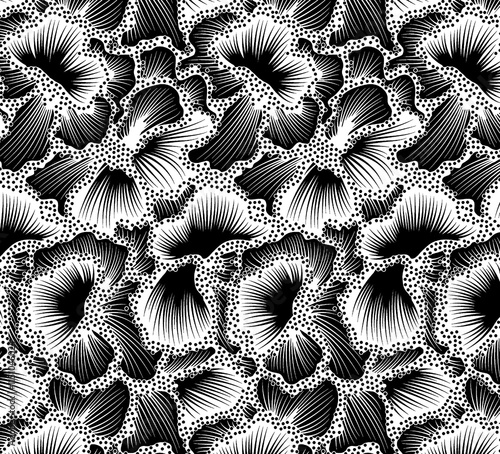 seamless gentle vector paisley print with ethnic paisley and flowers pattern, allover composition. Detailed beautiful paisleys with floral motives in black and white. photo